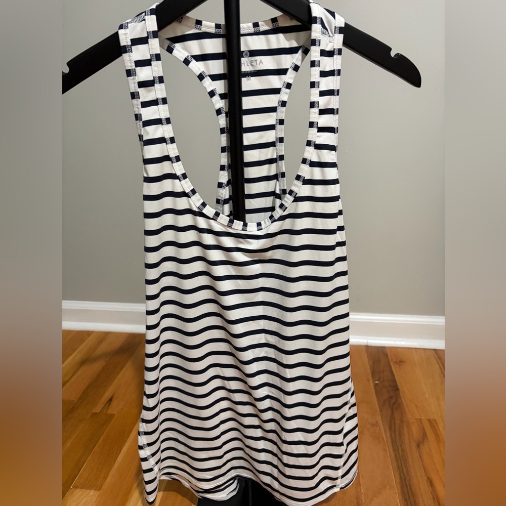 Athleta Black and White Striped Tank Top